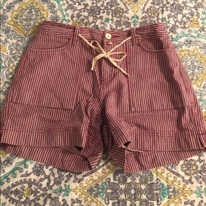 Red White (Ivory) and Blue High-Waist Shorts
